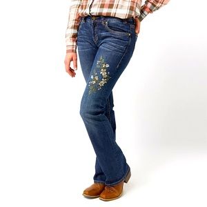 Rock N Roll Floral Detail Bootcut Jeans